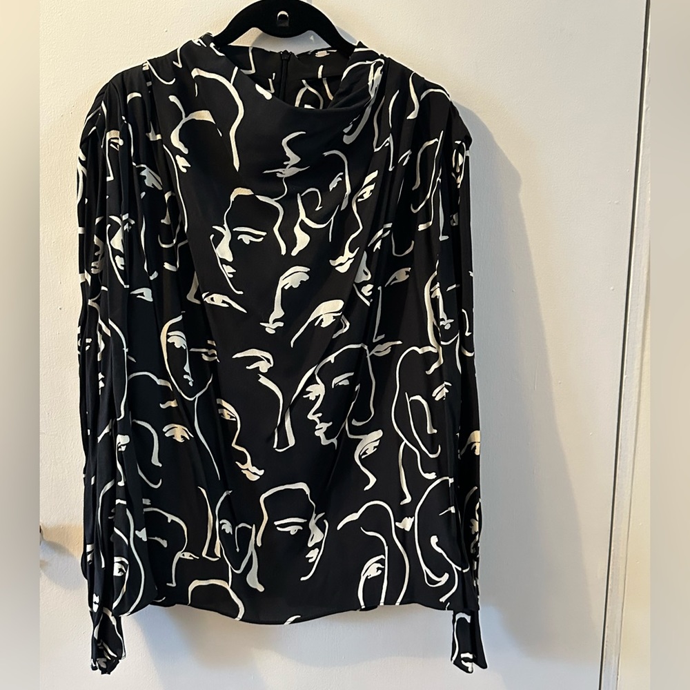 NWT Zara Face print blouse XL